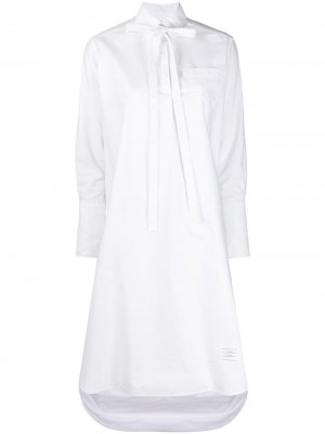 Платье-рубашка с длинными рукавами и завязками Thom Browne. Цвет: белый