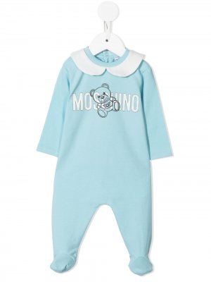 Пижама с логотипом Moschino Kids. Цвет: синий