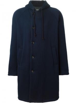 Пальто с капюшоном 08Sircus. Цвет: синий