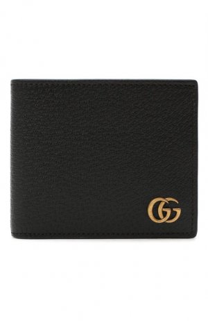 Кожаное портмоне с логотипом бренда Gucci. Цвет: чёрный