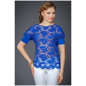 Блуза , размер 48, голубой Арт-Деко. Цвет: голубой/синий