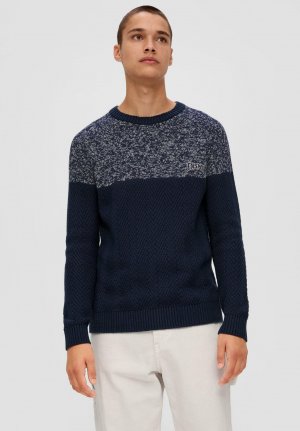 Вязаный свитер IN TWO-TONE-OPTIK , цвет tiefblau QS