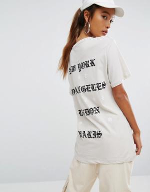 Oversize-футболка с принтом на спине Criminal Damage. Цвет: кремовый