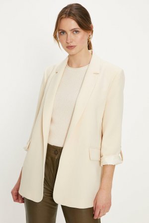 Приталенный пиджак с закатанными рукавами и язычками , белый Oasis