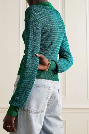 CALLE DEL MAR Вязаный свитер-поло крючком, зеленый
