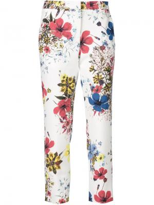 Креповые брюки с цветочным принтом Erdem. Цвет: белый