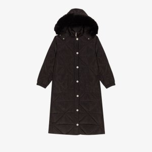 Длинное стеганое пальто Greigy с отделкой из искусственного меха , цвет noir / gris Maje