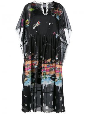 Платье шифт с принтом животных Tsumori Chisato. Цвет: чёрный