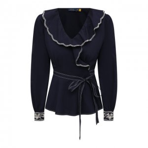 Хлопковая блузка Polo Ralph Lauren. Цвет: синий