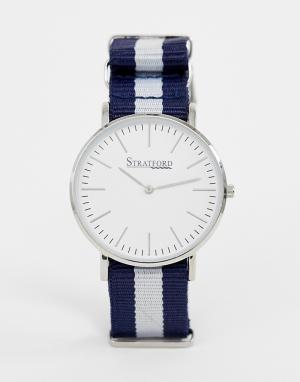 Сине-белые мужские часы с нейлоновым ремешком -Темно-синий Stratford