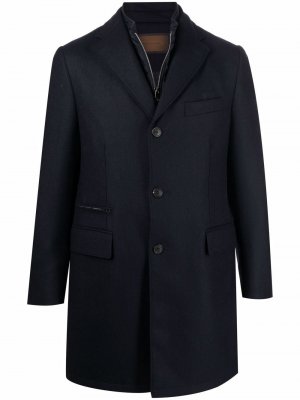 Короткое однобортное пальто Corneliani. Цвет: синий