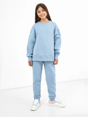 Спортивные брюки из капитона для девочки серо-голубого цвета Mark Formelle. Цвет: серо -голубой