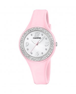 K5567/C Модные розовые женские часы из каучука , розовый Calypso