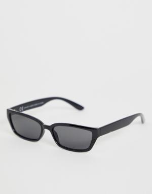 Черные узкие солнцезащитные очки в прямоугольной оправе -Черный Weekday