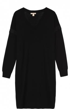 Вязаное мини-платье с длинным рукавом и V-образным вырезом Burberry. Цвет: черный