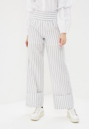 Брюки Lost Ink WIDE TURN UP STRIPE TROUSER. Цвет: серый