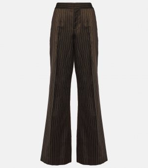 Расклешенные брюки широкого кроя из смесовой шерсти с татуировкой, коричневый Jean Paul Gaultier