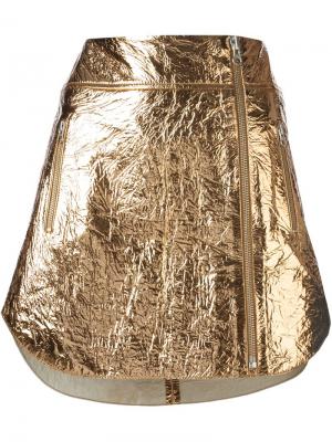 Мини-юбка с мятым эффектом McQ Alexander McQueen. Цвет: металлический