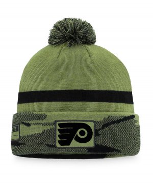 Мужская фирменная камуфляжная вязаная шапка Philadelphia Flyers в военном стиле с манжетами и помпоном Fanatics