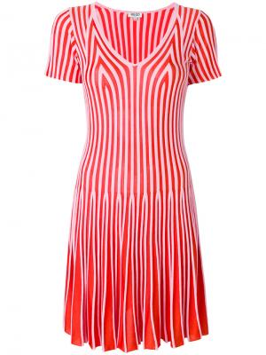 Полосатое расклешенное платье Kenzo. Цвет: красный