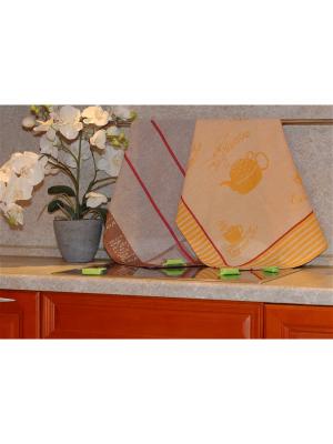 Набор жаккардовых полотенец 50х70 2 штуки SET-12 (Чай Маэстро,Кофе) в пакете ТекСтиль для дома. Цвет: желтый, коричневый, красный