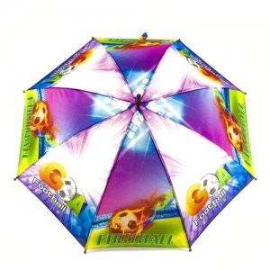 Зонт детский для мальчиков Футбольный мяч со свистком, зелено-фиолетовый Baziator. Цвет: зеленый/фиолетовый
