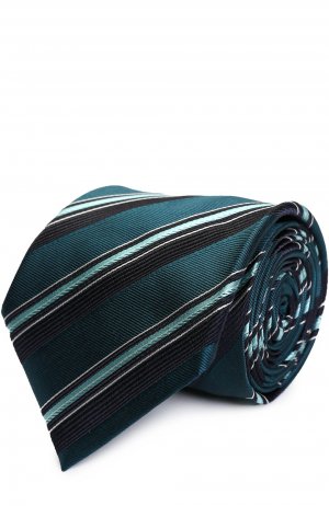 Шелковый галстук в полоску Brioni. Цвет: зелёный