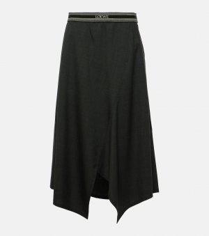 Асимметричная юбка миди из шерсти , серый Loewe