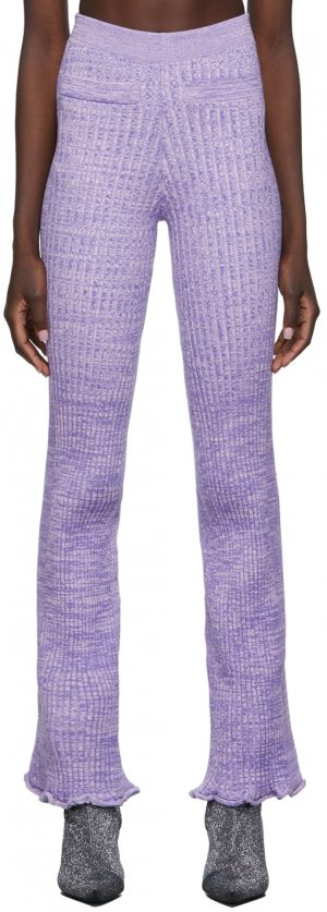 Пурпурные вязаные брюки-клеш в рубчик для отдыха Paco Rabanne