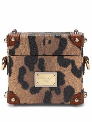 Футляр для AirPods с леопардовым принтом Dolce & Gabbana. Цвет: коричневый