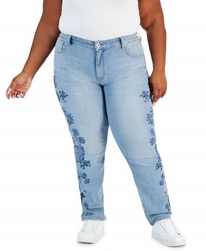 Прямые джинсы больших размеров с вышивкой Style & Co