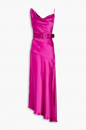 Асимметричное платье миди цвета жаворонка из шелкового атласа NICHOLAS, розовый Nicholas