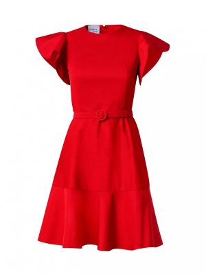 Мини-платье из хлопковой смеси с поясом и короткими рукавами, красный Akris Punto