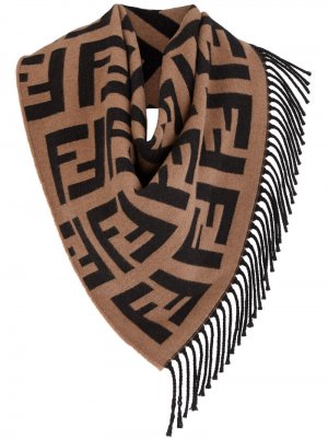 Шаль с логотипом FF Fendi. Цвет: коричневый