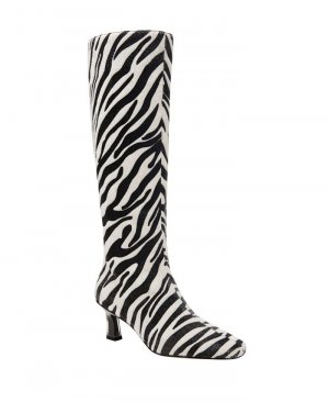 Женские ботинки на каблуке-рюмочке с квадратным носком Zaharrah, стандартные икры , цвет Zebra Multi Katy Perry