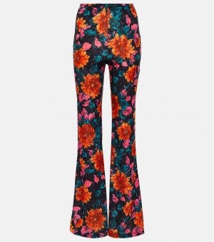 Бархатные расклешенные брюки с цветочным принтом Rotate Birger Christensen, апельсин Christensen