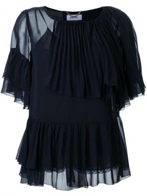 Многослойная блузка с оборками Muveil. Цвет: синий