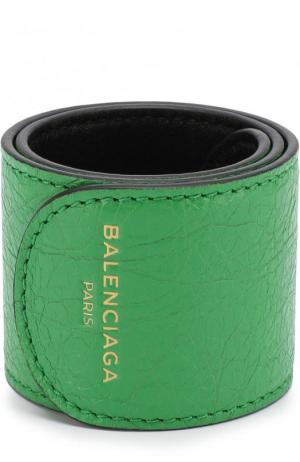 Кожаный браслет Balenciaga. Цвет: зеленый