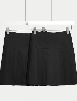 2 пары немнущихся школьных юбок для девочек (2–16 лет) , черный Marks & Spencer