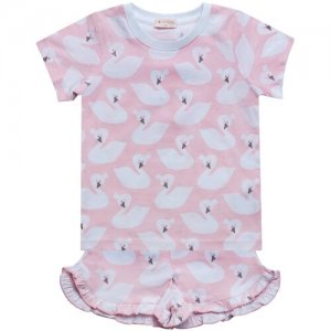 Детская пижама для девочки : футболка и шорты, 3-9лет, 98-128 см, набивка на розовом/ детский комплект одежды девочки:футболка шорты/ сна Diva Kids. Цвет: розовый