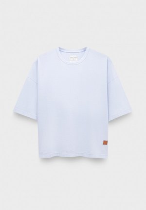 Футболка Forte organic cotton embroidered oversize t-shirt sky. Цвет: голубой