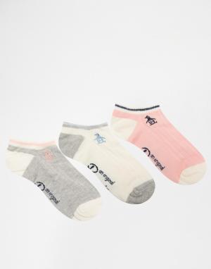 Комплект из 3 пар спортивных носков с косами Penguin. Цвет: серый