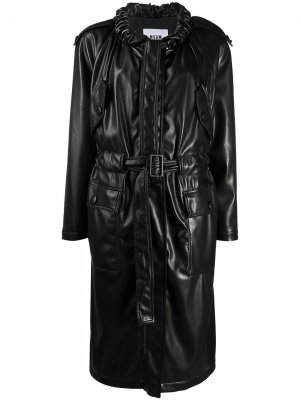 Пальто из искусственной кожи со сборками MSGM. Цвет: черный