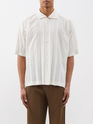 Рубашка с короткими рукавами и техническими складками , белый Homme Plissé Issey Miyake
