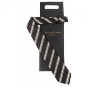 Черный галстук с бежевыми полосками 71758 Christian Lacroix. Цвет: черный