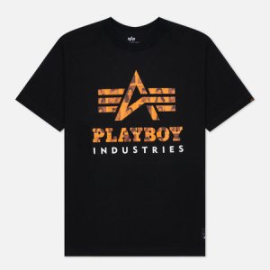Мужская футболка x Playboy Print Alpha Industries. Цвет: чёрный