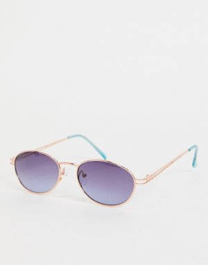 Женские круглые солнцезащитные очки в золотистой оправе -Золотистый Jeepers Peepers