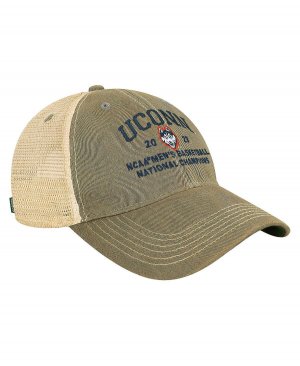 Мужская серая регулируемая шляпа UConn Huskies 2023 NCAA по баскетболу, арка национальных чемпионов, потертый дальнобойщик Legacy Athletic