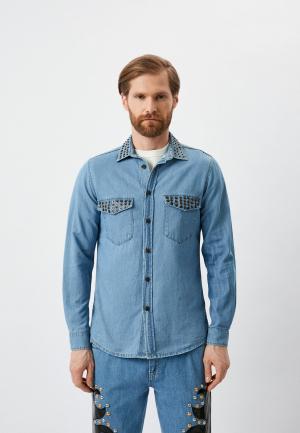 Рубашка джинсовая Moschino. Цвет: голубой