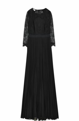 Платье с плиссированной юбкой и кружевным лифом Weill. Цвет: черный